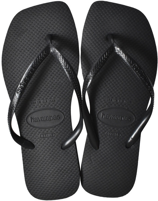 havaianas 哈瓦仕 SLIM SQUARE 方形頭 素面 深邃黑 巴西涼拖鞋 (夾腳拖 女鞋 素色)