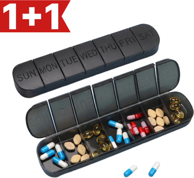 가온루트 프리미엄 블랙 일주일 휴대용 약통 1+1, 1세트