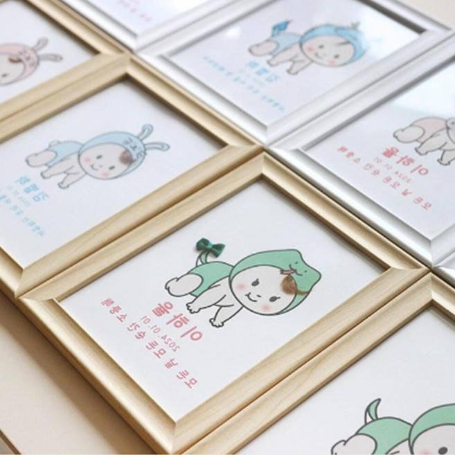 배냇머리액자 신생아 아기 배넷머리 출산 탯줄 축하, 몽땅 02.화이트액자만