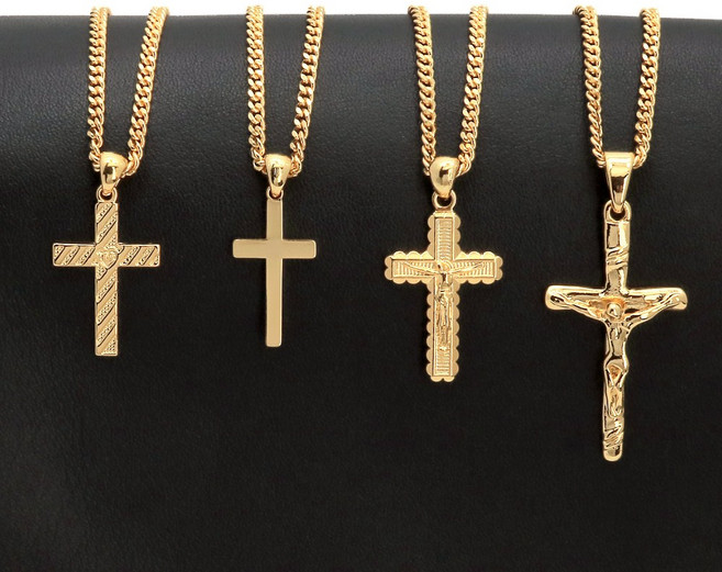 [슈가스톤] 18K 골드도금 빗살 십자가 펜던트 이태리체인 여자 남자목걸이