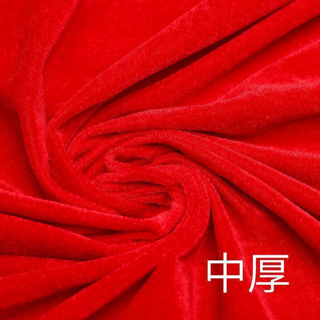 金絲絨布料 面料布頭清倉 加厚黑紅色絨布 展示布窗簾地攤布擺攤桌布 金絲絨布料, 大紅-中厚款
