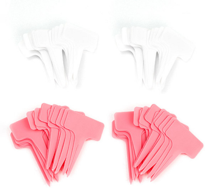 ZIO-BIZ 화분이름표 2색 80P 세트 / 식물이름표 화분 식물 모종 라벨 팻말 네임픽 화분픽 가든픽 화단꾸미기 정원용품, 혼합색상(화이트+핑크)