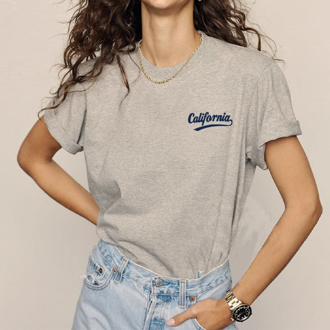 휘잇 여성용 캘리포니아 반팔 티셔츠 순면 반팔티