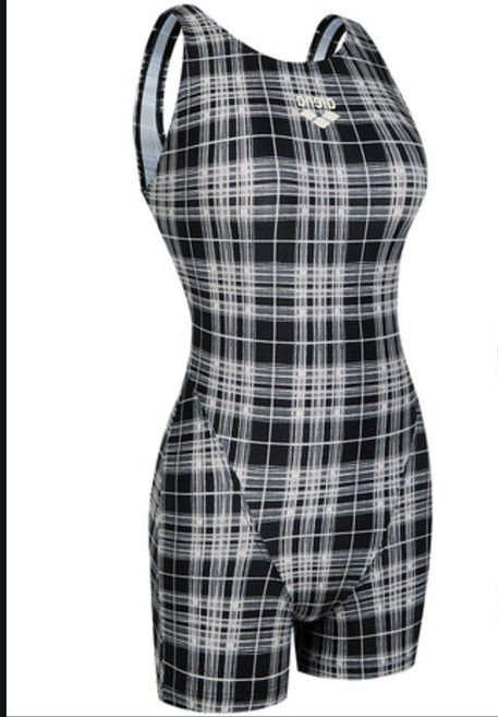 강습 수영복 브랜드 아레나 예쁜수영복 블랙앤 베이지 타탄체크 3부 2부 반전신수영복 재활운동 편한핏