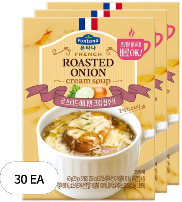 폰타나 프렌치 로스티드 어니언 크림 컵수프, 60g, 30개