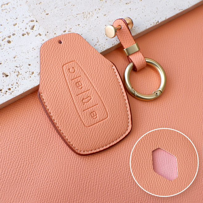 트니르 르노 그랑 콜레오스 호환 D타입 가죽 자동차 키 케이스 키홀더 용품 키홀더, 피치핑크