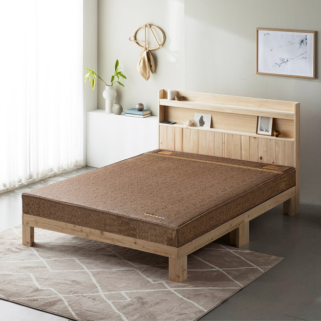 세계로가구 오리지널 편백나무 황토흙침대 참숯 황토볼보료 히노끼 원목 프레임 슈퍼싱글 퀸, 15T 프리미엄 어싱 보료, 퀸(Q), 헤드없음