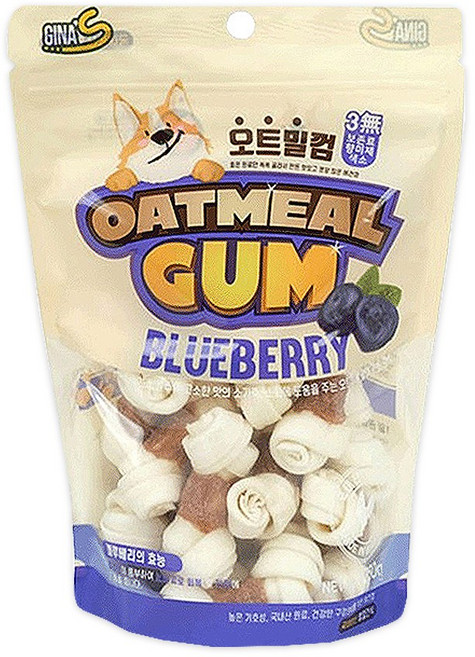 (국내생산)지나스 오트밀껌 블루베리 S 강아지 딩고껌, 260g, 1개