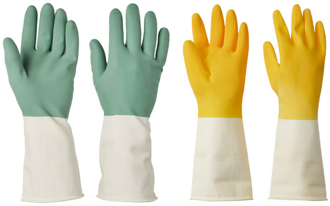 RINNIG 린니그 고무 장갑 천연 라텍스 글러브 사이즈, 옐로, 소(S), 2개