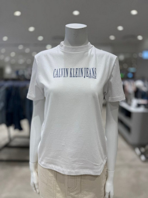 (매장)캘빈클라인 진 여성 레귤러핏 레터링 로고 반팔 티셔츠(47B825G-YAA) 210872