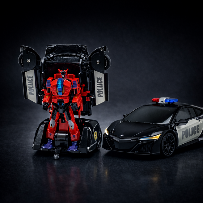 경찰차 자동 변신 로봇 RC카 TT688, 1개