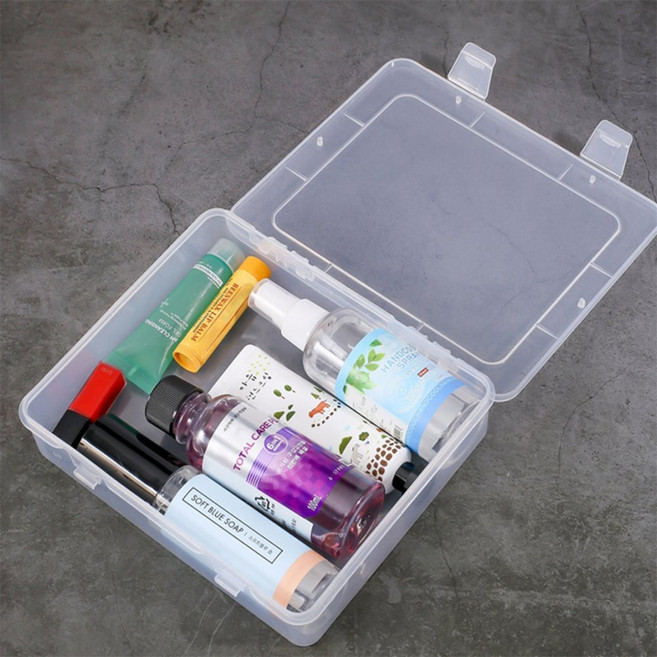 류디자인 멀티 투명 플라스틱 수납케이스 18.5x15.5cm 책상용 수납함 투명 정리함 데스크 소품정리