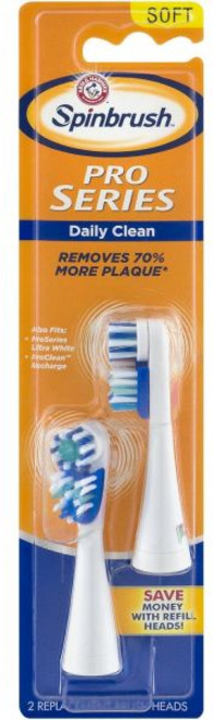 Spinbrush 교체용칫솔모 호환모 전동칫솔모 리필모 스핀브러시 프로 클린 교체 헤드 엑스트라 소프트 각 2개씩