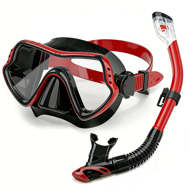 전문가용 스노쿨링 세트, 검정색 + 빨간색