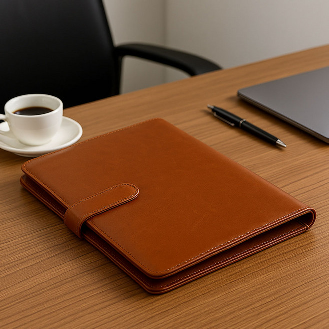 제너럴케이 가죽 바인더 버클타입 클립보드 A4, 브라운