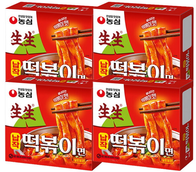 농심 생생 납작 떡볶이면, 258g, 4개
