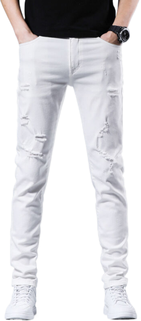 봄여름용 슬림핏 스판 화이트 청바지 9N356