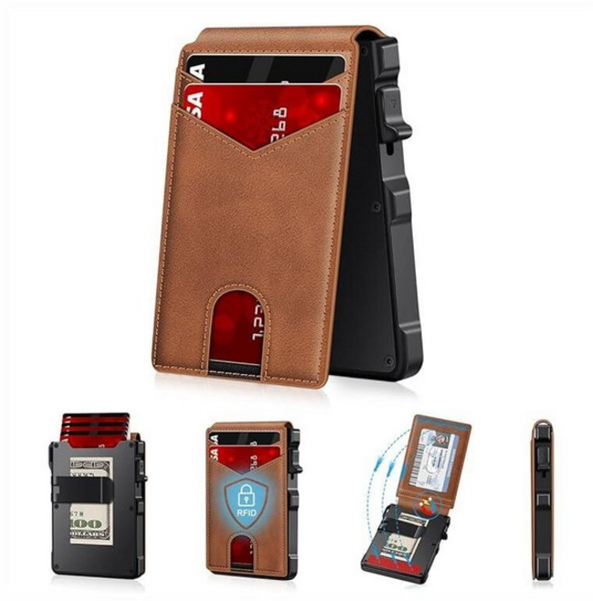 Wallet for Men RFID Blocking Wallet for 10-12 Cards Slim Bifold Minimalist Smart Pop Up Wallet wit