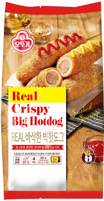 오뚜기 리얼 바삭한 빅 핫도그 4입, 2개, 480g
