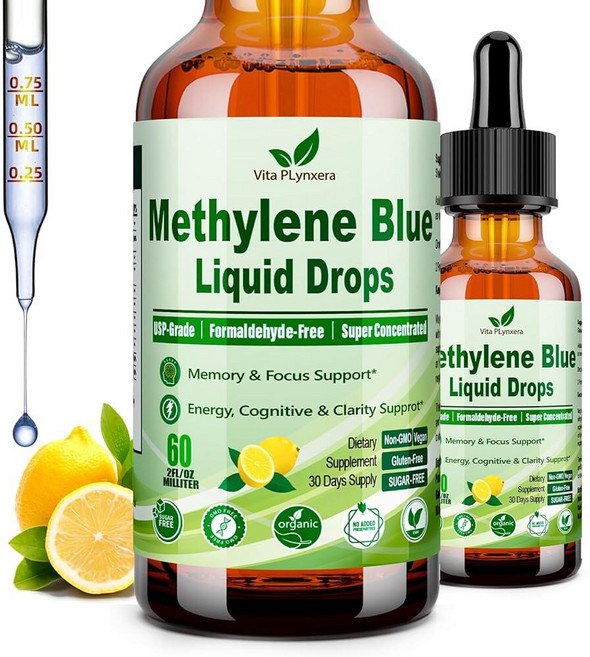 뇌영양제 뇌건강영양제 메틸렌 블루 보충제 드롭 효능 10-in-1 1% 제약 등급 W.VIT C B6 B12 카카오 비트 PS 테아닌 인간 인지 세포 및 미토콘드리아를 위한