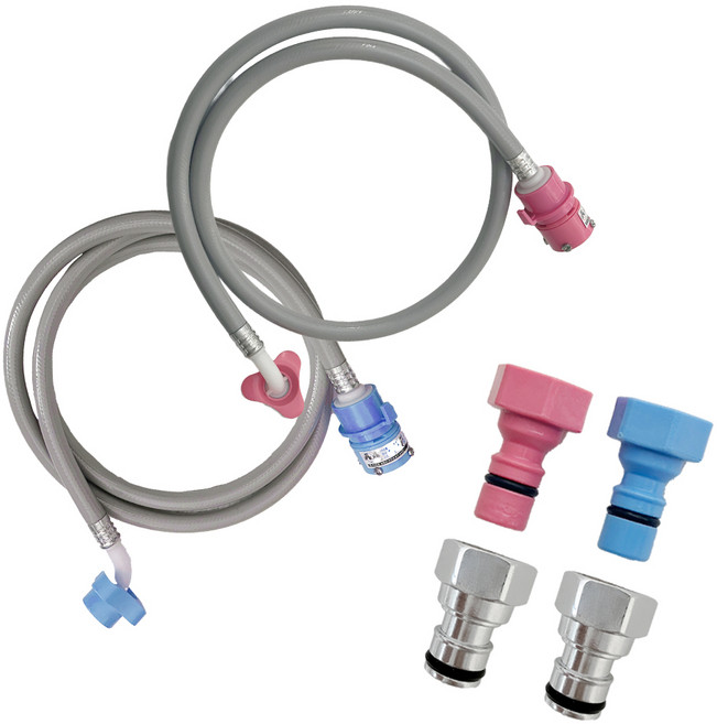 해피니즈 국산 냉수 1.3M + 온수 1.3M 세탁기호스 + 커플링 4개 세트, 1세트, 1.3M 냉온수세트 +색깔커플링 2개 +황동커플링 2개