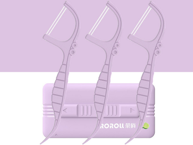 글린 2줄모치실 일회용치실 더블라인 10p케이스(퍼플), 1개, 10개입, 7.7cm