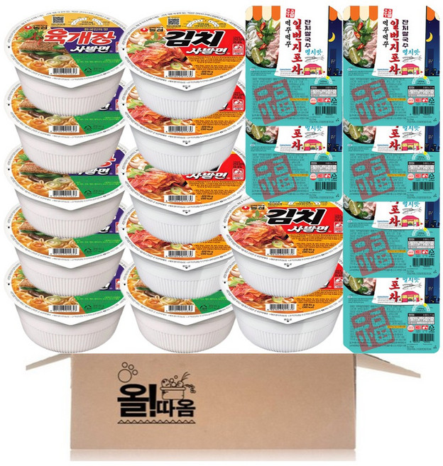 사발면 기획세트 농심 육개장사발면 6개+김치사발면 6개+먹꾸먹꾸 멸치맛 잔치쌀국수 6개, 1팩