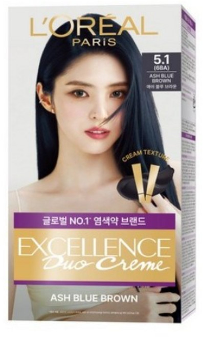 로레알파리 엑셀랑스 크림 염모제, 5.1 (6BA) ASH BLUE BROWN, 1개