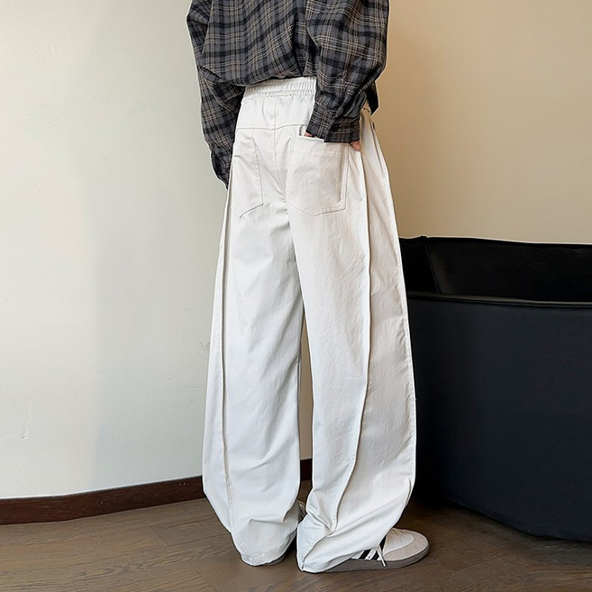 FINAL SENSE남성 루즈 와이드 팬츠 드레이프감 캐주얼 팬츠 봄가을 고급미 미국식 레트로 커브드 팬츠