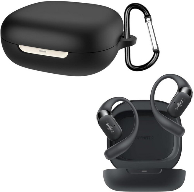 SHOKZ OpenFit 2용 케이스 Shokz OpenFit2 헤드폰용 보호 케이스 커버(레드), 블랙