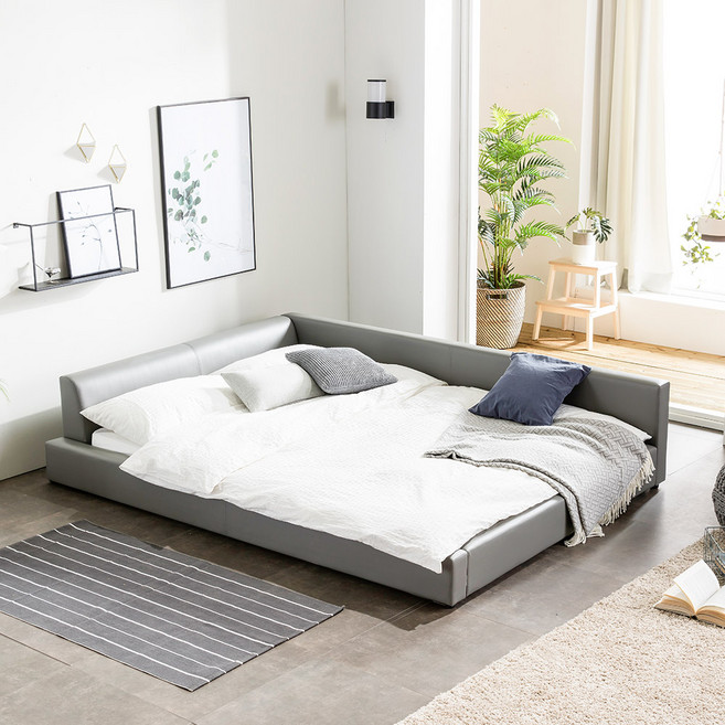 젠티스 베스트 퀸 침대프레임 콜렉션 (매트선택), Q. 스너그온 PU (그레이), (프레임만)