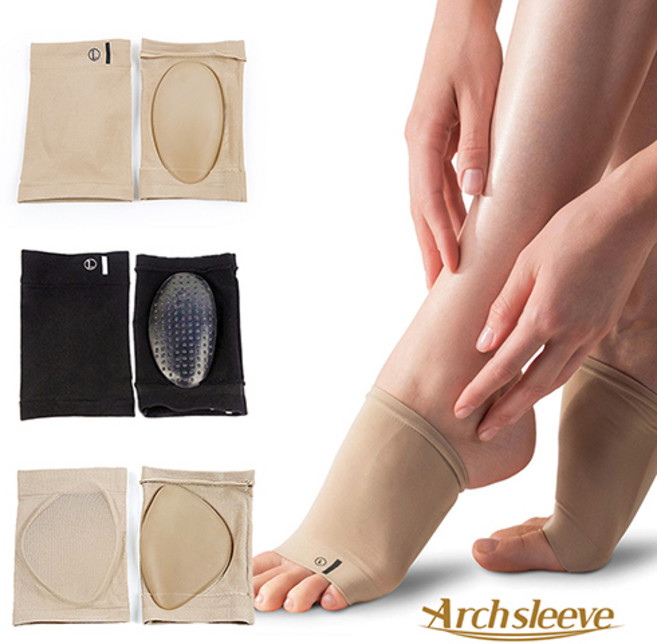 아치슬리브 발아치패드 실리콘 발바닥쿠션 아치서포트 3종, 지압돌기형, 블랙단색, 1세트