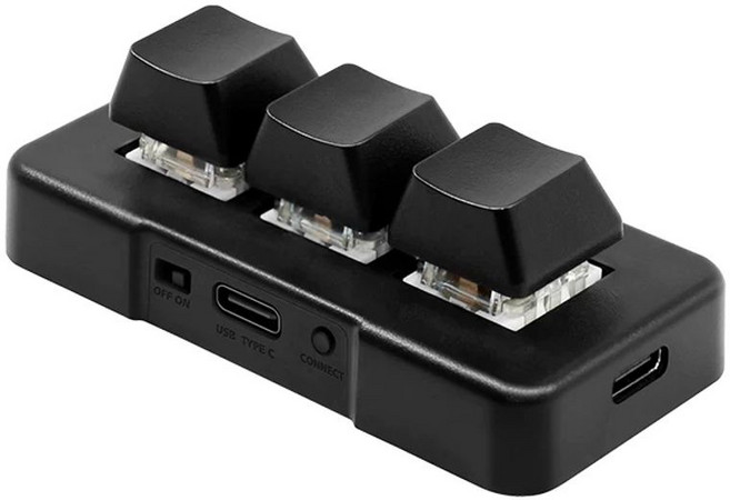 3키 키보드 무선 매크로 보조 단축키 커스텀 이북리더기 블루투스, 블랙 3모드