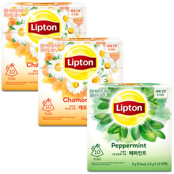립톤 캐모마일 허브티 10TX2개+립톤 페퍼민트 10T 총30T, 1세트, 1세트