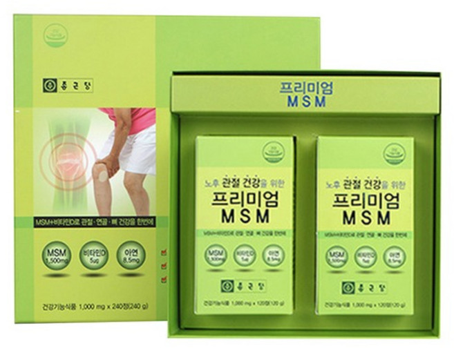 강력추천 종근당 프리미엄 MSM 2개월분/뼈건강 /관절/아연/비타민D/노후건강, 240정, 1개