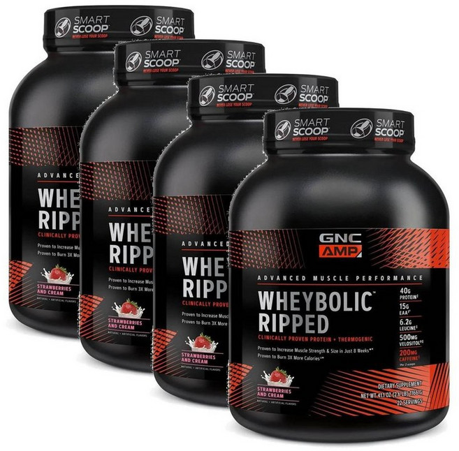 지엔씨 웨이볼릭 립드 유청 단백질 프로틴 파우더 딸기 크림맛 GNC AMP Wheybolic Ripped, 4개, 1.16kg