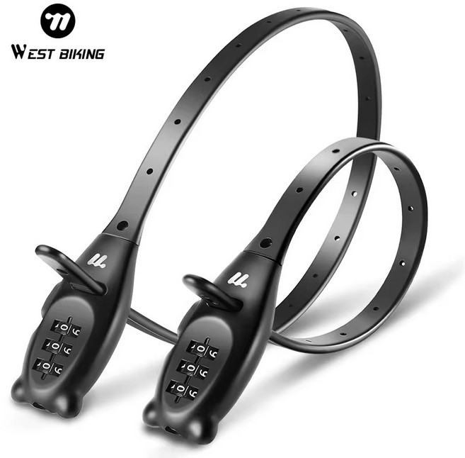WEST BIKING 자전거 비밀번호 자물쇠 | 3자리 숫자 잠금장치 |, 1개, Black 53CM