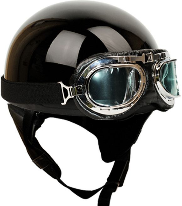 한미 반모 가벼운 오픈페이스 오토바이 헬멧, 고글모, 블랙