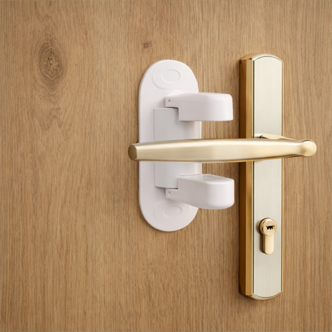 라피레인 현관문 손잡이 안전잠금고리 이중보조잠금장치, 화이트, 1개