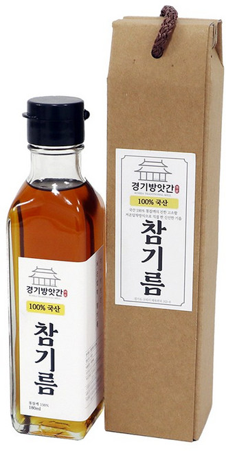 경기방앗간 통깨100% 진한 참기름 들기름(중국산 180ml 선물포장), 참기름(중국산), 1개