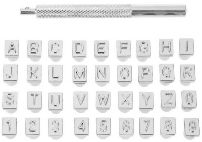알파벳 가죽공예 숫자 각인 카빙 세트 6.5MM 36PCS, 1개