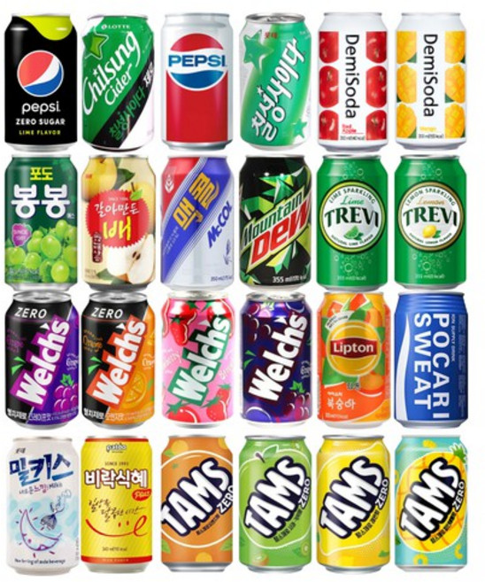 제트스카이 사이다+펩시+제로탄산+웰치스+인기뚱캔24캔모음, 없음, 355ml