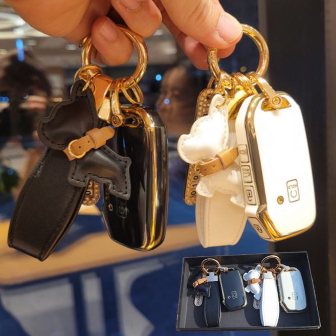 FERNIX 기아 전용 프리미엄 차키케이스(1+1세트), A타입 5버튼, 블랙&화이트