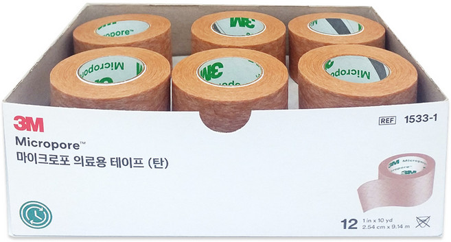 3M 마이크로포 종이반창고 브라운, 12개