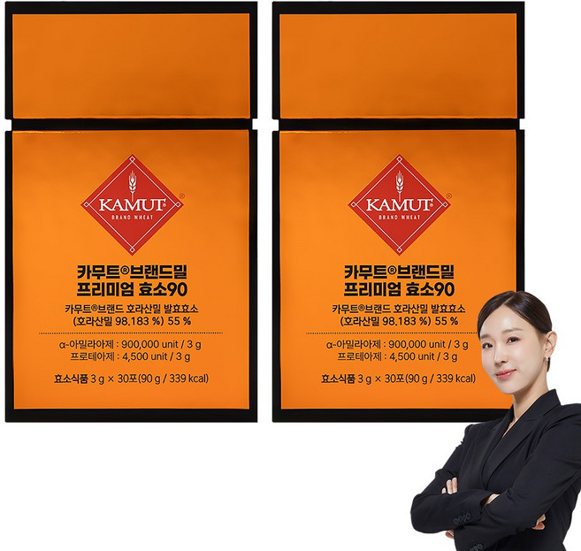 그레인온 카무트 브랜드밀 프리미엄 효소 90, 30회분, 2박스