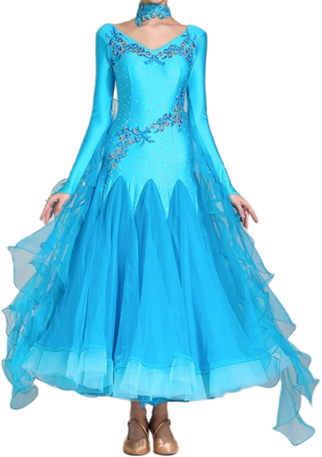 모던드레스 여성 댄스복 사교 우아한 라틴 왈츠탱고