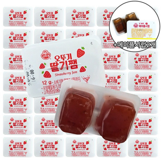 다제이샵 오뚜기 디스펜팩 세트 (메이플시럽11g 2개 무료증정) + 일회용 딸기잼 12g, 48개