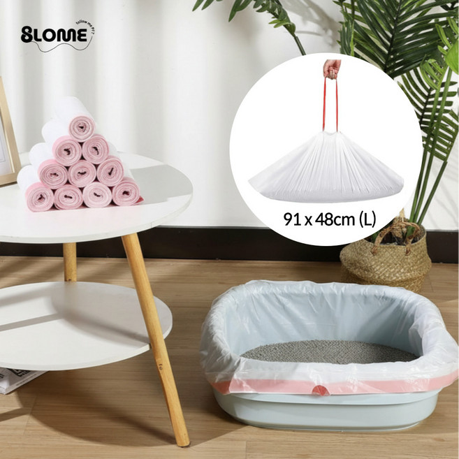 8LOME 고양이 화장실 라이너 더 튼튼한 모래 전체갈이 봉투 찢어짐방지, 1박스, 화이트핑크