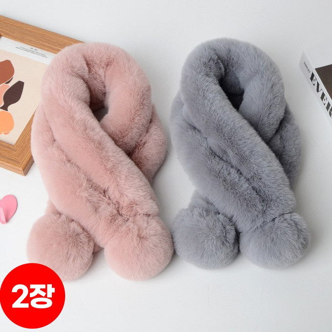 1+1 스타일아유 머플러 밍크 인조토끼털 여성 퍼 숏 머플러 2종 세트 SF0044