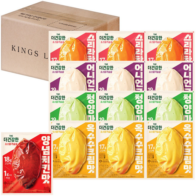 더건강한 닭가슴살4종 (스리라차3+어니언크림3+청양마요3+옥수수크림3)+(증정)양념치킨, 1세트, 1.2kg